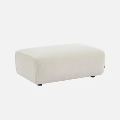 Sitzhocker, Fußhocker mit Bouclébezug für 3-Sitzer-Sofa Wallas