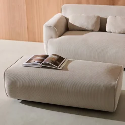 Sitzhocker, Fußhocker mit Cordbezug für 2-Sitzer Ecksofa Wallas