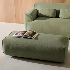 Sitzhocker, Fußhocker mit Cordbezug für 2-Sitzer Ecksofa Wallas