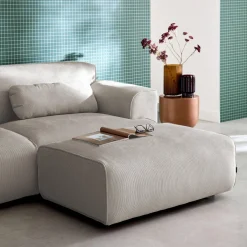 Sitzhocker, Fußhocker mit Cordbezug für 3-Sitzer-Sofa Wallas