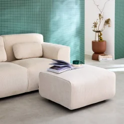 Sitzhocker, Fußhocker mit Cordbezug für 2-Sitzer-Sofa Wallas