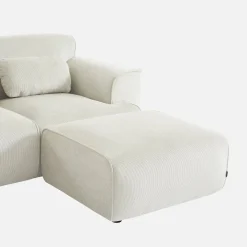 Sitzhocker, Fußhocker mit Cordbezug für 2-Sitzer-Sofa Wallas