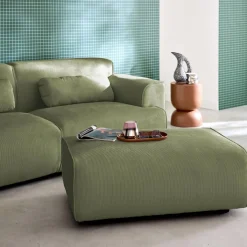 Sitzhocker, Fußhocker mit Cordbezug für 3-Sitzer-Sofa Wallas