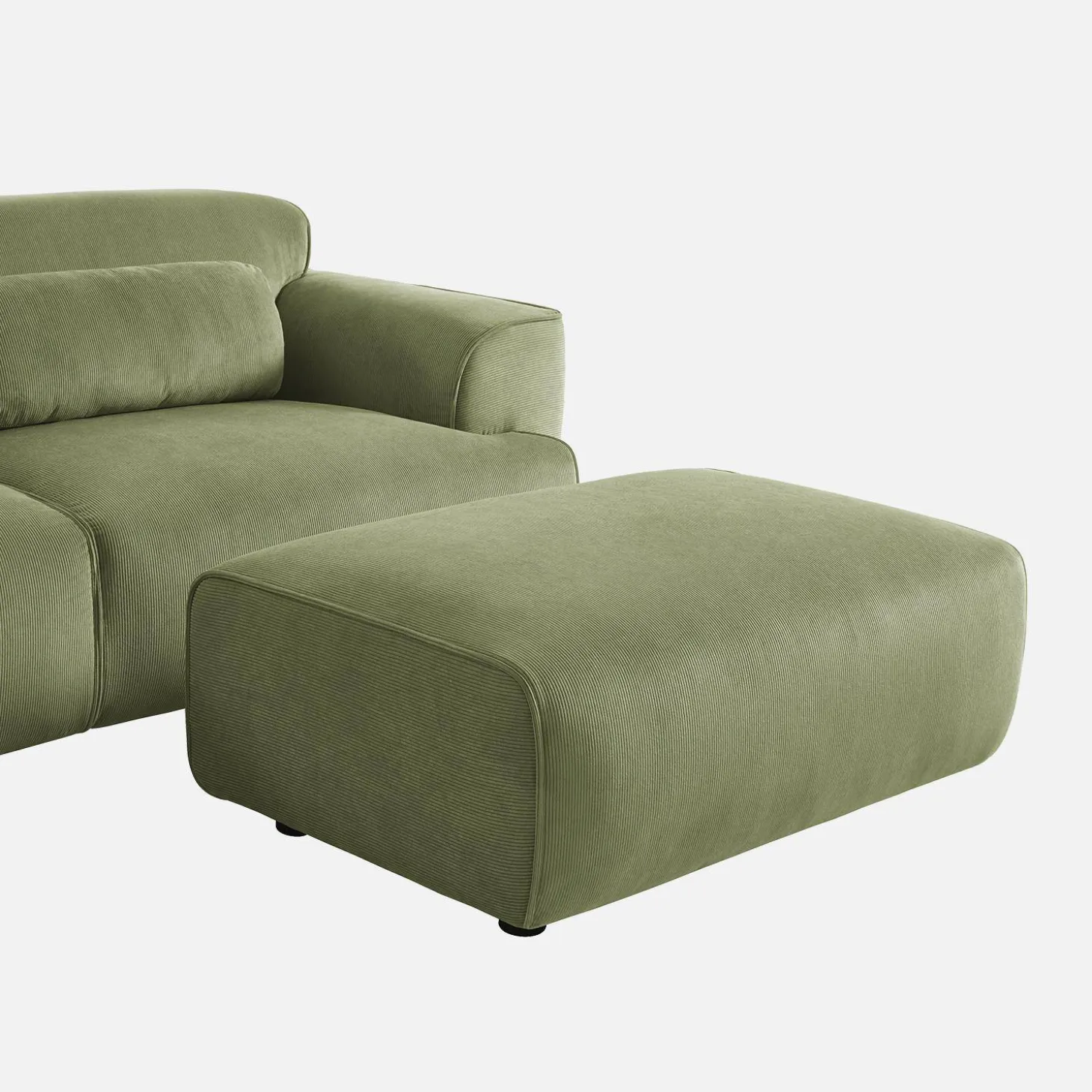 Sitzhocker, Fußhocker mit Cordbezug für 3-Sitzer-Sofa Wallas