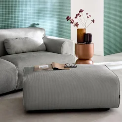 Sitzhocker, Fußhocker mit Cordbezug für 3-Sitzer-Sofa Wallas