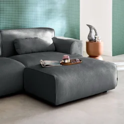 Sitzhocker, Fußhocker mit Cordbezug für 3-Sitzer-Sofa Wallas