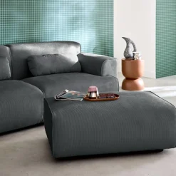 Sitzhocker, Fußhocker mit Cordbezug für 3-Sitzer-Sofa Wallas