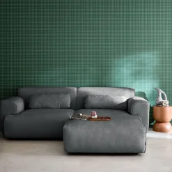 Sitzhocker, Fußhocker mit Cordbezug für 3-Sitzer-Sofa Wallas