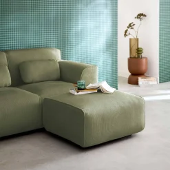 Sitzhocker, Fußhocker mit Cordbezug für 2-Sitzer-Sofa Wallas