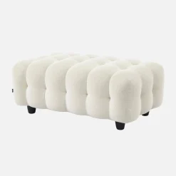 Sitzhocker Fußhocker mit strukturiertem Bouclébezug für 3-Sitzer Ecksofa Leon