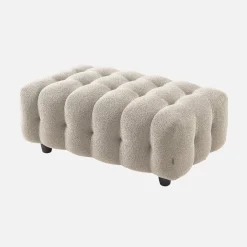 Sitzhocker Fußhocker mit strukturiertem Bouclébezug für 3-Sitzer Ecksofa Leon