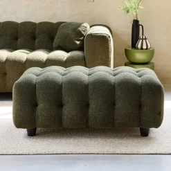 Sitzhocker Fußhocker mit strukturiertem Bouclébezug für 3-Sitzer Ecksofa Leon