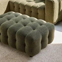 Sitzhocker Fußhocker mit strukturiertem Bouclébezug für 3-Sitzer Ecksofa Leon