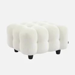 Sitzhocker Fußhocker mit strukturiertem Bouclébezug für 3-Sitzer Sofa Leon