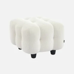 Sitzhocker Fußhocker mit strukturiertem Bouclébezug für 2-Sitzer Sofa Leon