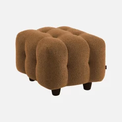 Sitzhocker Fußhocker mit strukturiertem Bouclébezug für 2-Sitzer Sofa Leon
