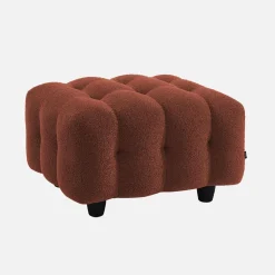 Sitzhocker Fußhocker mit strukturiertem Bouclébezug für 3-Sitzer Sofa Leon