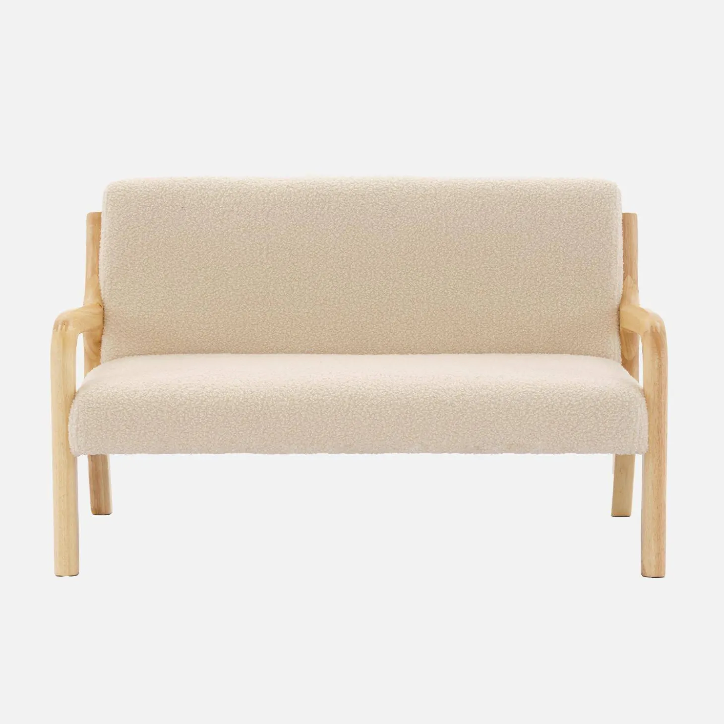 Skandinavische Kinderbank aus Holz und Bouclé-Stoff, 2 Sitze