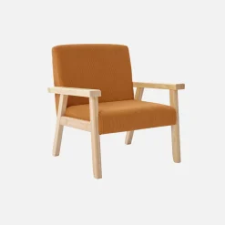Skandinavischer Kindersessel aus Cord und Hevea-Holz