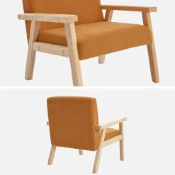 Skandinavischer Kindersessel aus Cord und Hevea-Holz