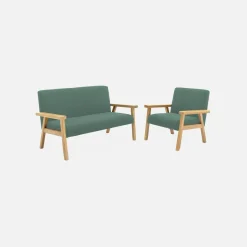 Skandinavischer Kindersessel aus Cord und Hevea-Holz