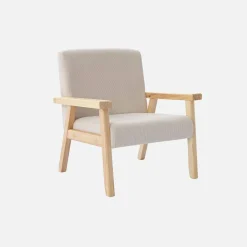 Skandinavischer Kindersessel aus Cord und Hevea-Holz