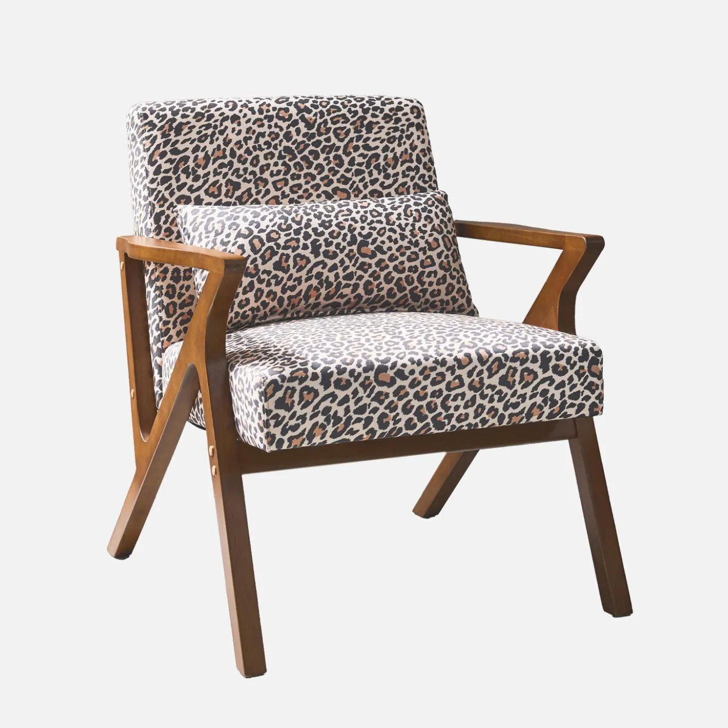 Skandinavischer Sessel aus Hevea-Holz mit Leopardenmuster
