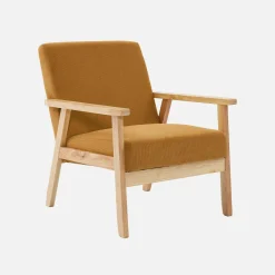Skandinavischer Sessel aus Holz und Cord