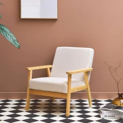 Skandinavischer Sessel aus Holz und Cord