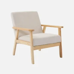 Skandinavischer Sessel aus Holz und Cord