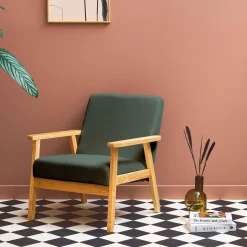 Skandinavischer Sessel aus Holz und Cord