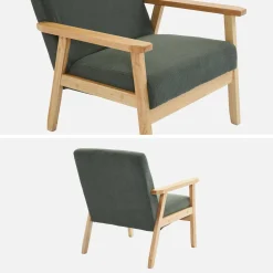 Skandinavischer Sessel aus Holz und Cord