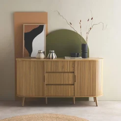 Skandinavisches Buffet in Holzlook mit 2 Schiebetüren 150cm