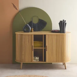 Skandinavisches Sideboard mit 2 Schiebetüren, 120 cm