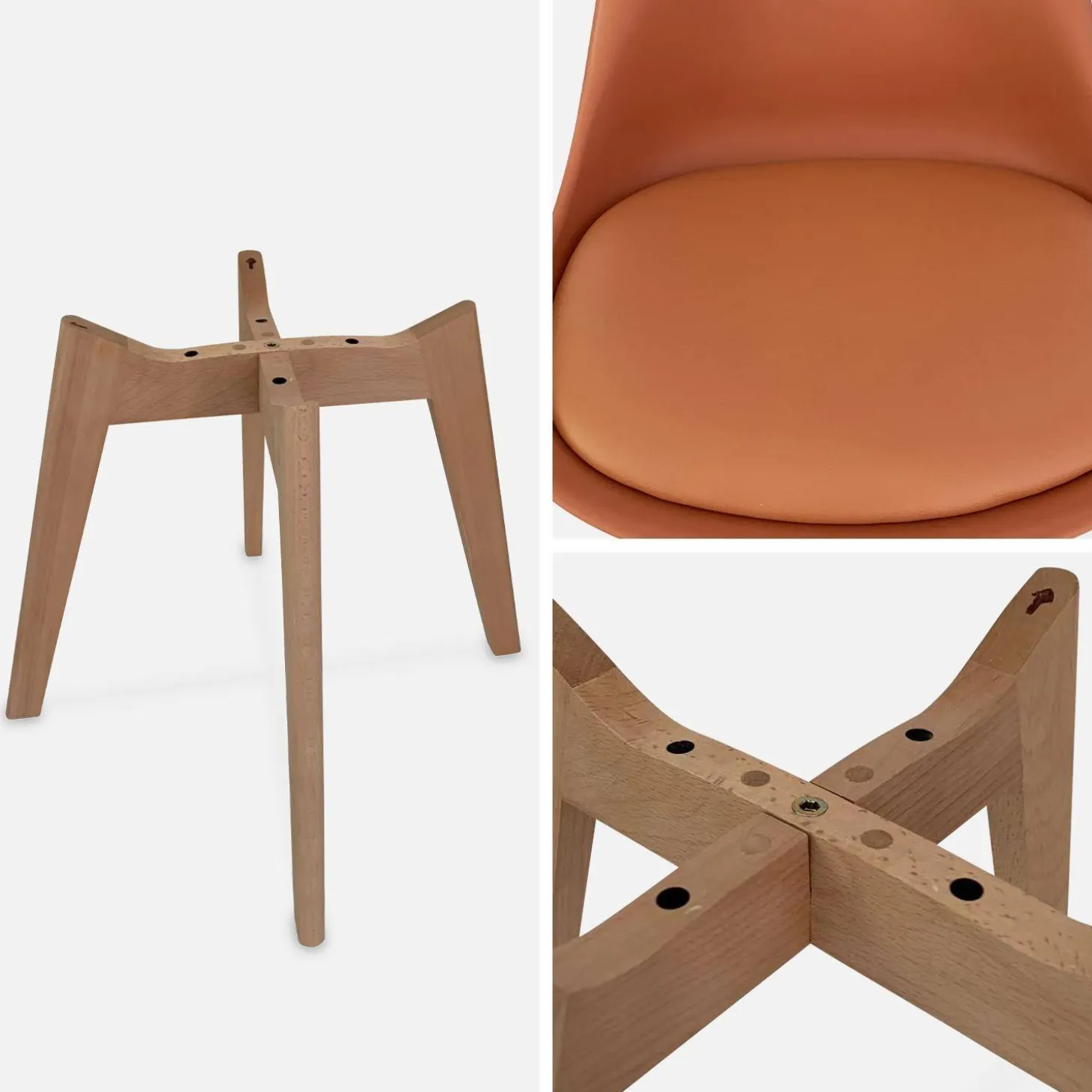6 skandinavische Stühle mit Holzbeinen