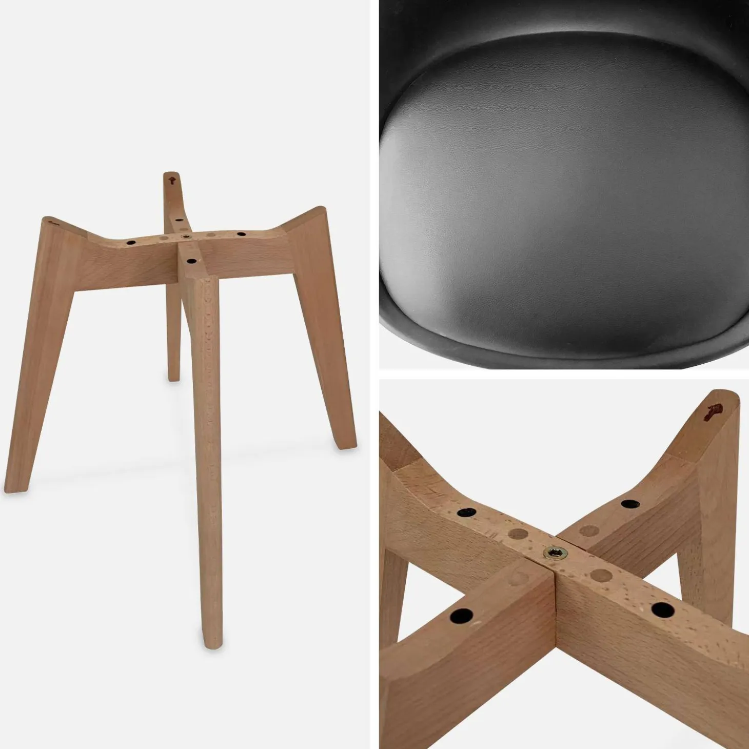 6 skandinavische Stühle mit Holzbeinen