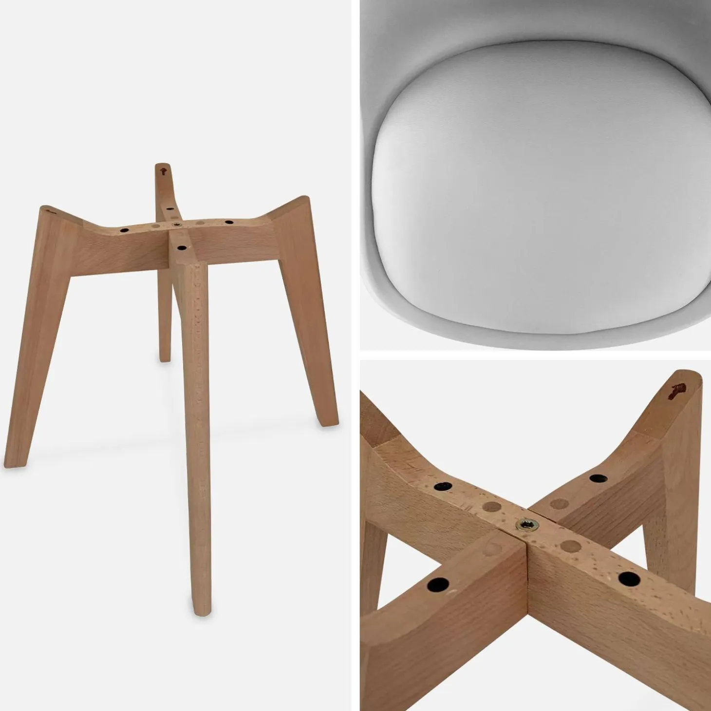 6 skandinavische Stühle mit Holzbeinen