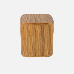 Sofaende, Beistelltisch, Nachttisch mit Nische, aus natürlichem Rattan
