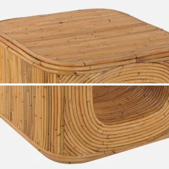 Sofaende, Beistelltisch, Nachttisch mit Nische, aus natürlichem Rattan