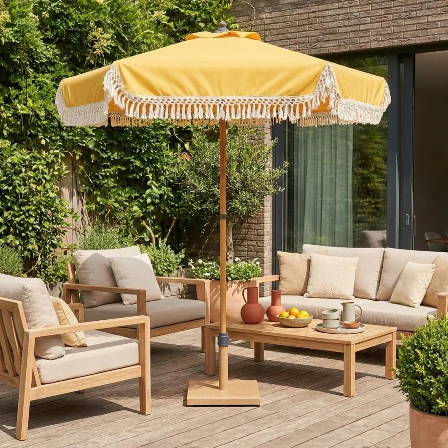 Sonnenschirm mit Fransen 2 m, Stahl
