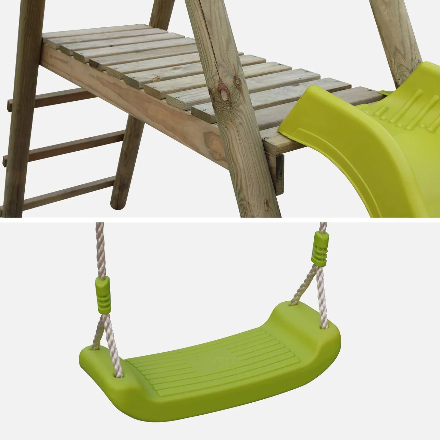 Spielgerüst mit Rutsche, Wippe, 2 Schaukeln