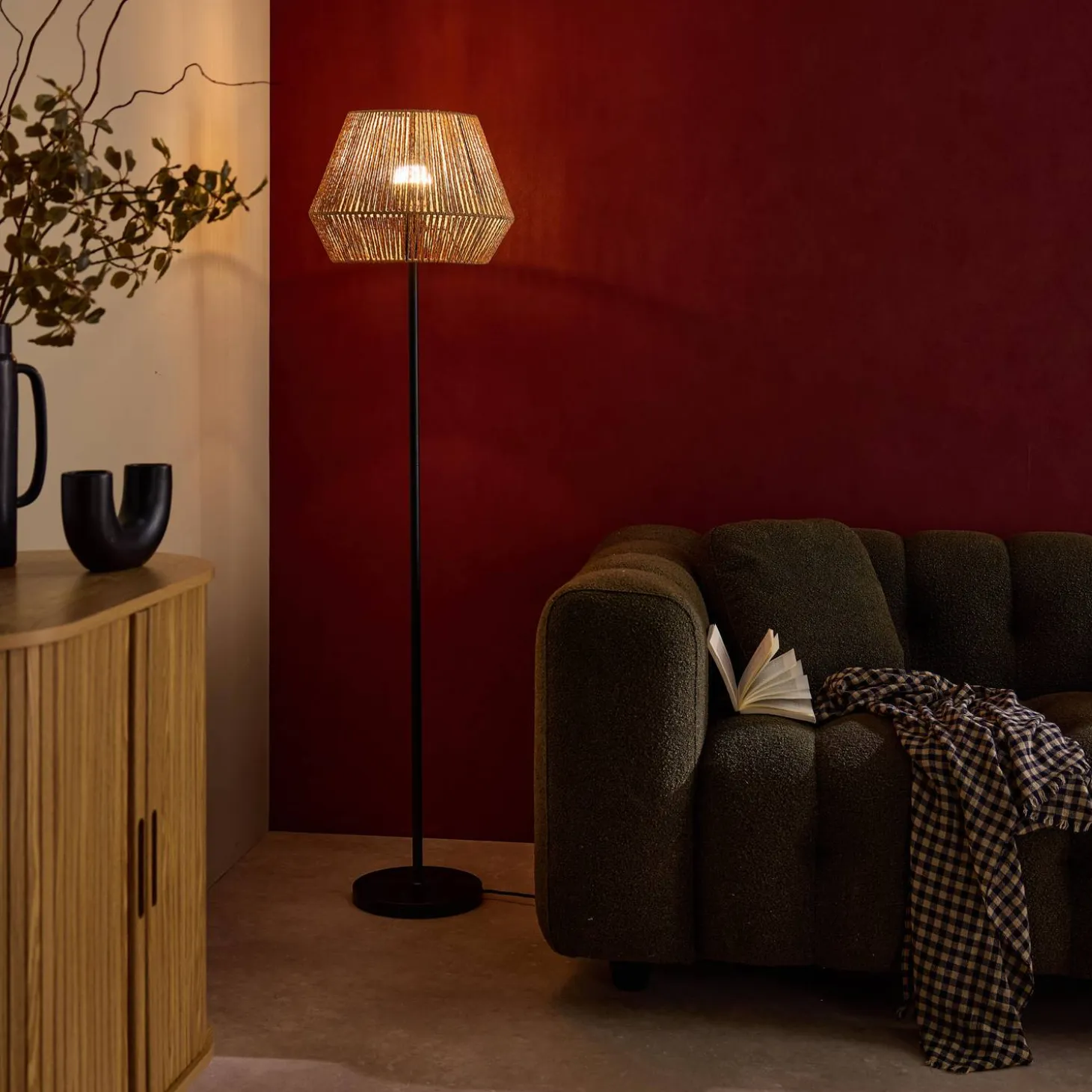 Stehleuchte Innenbereich Rattan-Effekt H 150cm