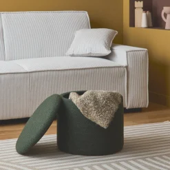 Stoffhocker mit Stauraum