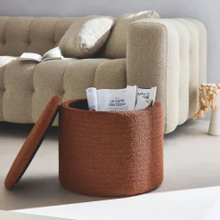 Stoffhocker mit Stauraum