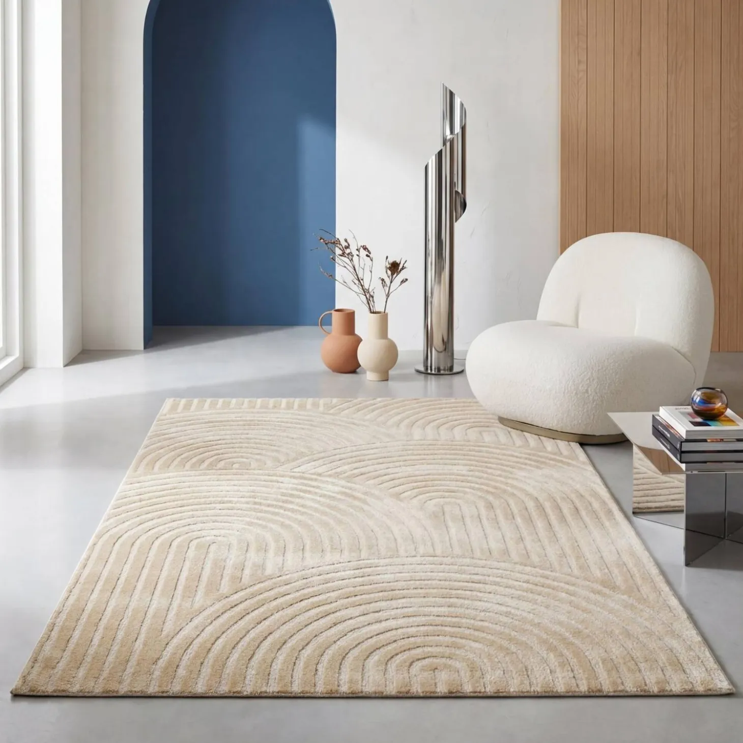 Teppich für den Innenbereich mit Bogenmuster in beige