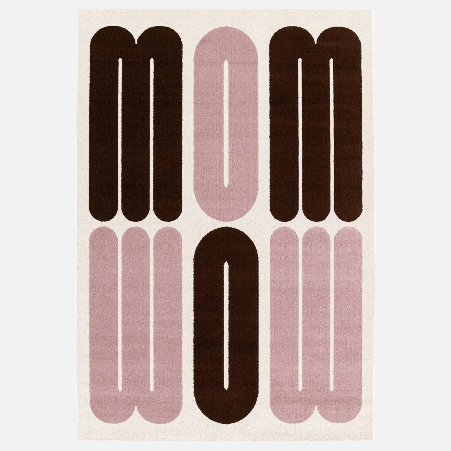 Teppich für den Innenbereich mit grafischem Muster in rosa und braun
