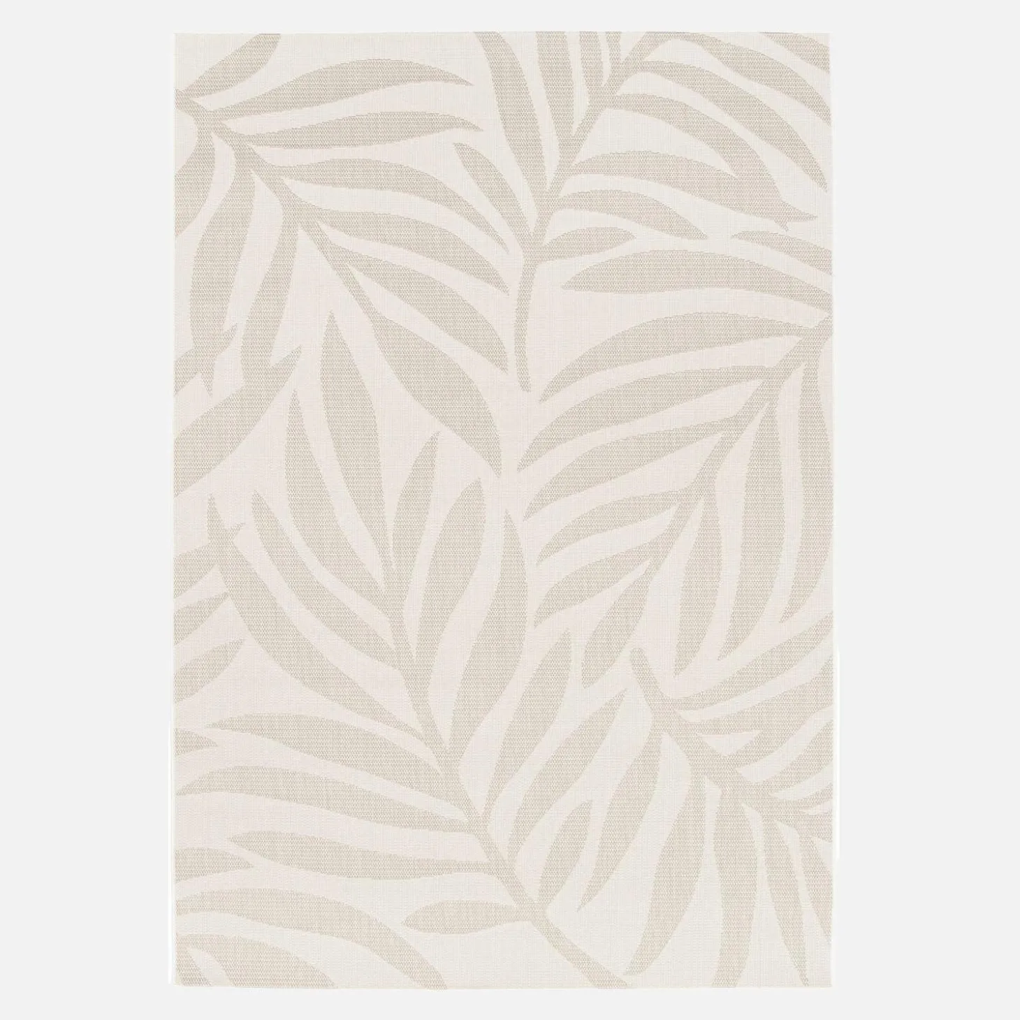 Teppich für innen/außen mit Pflanzenmuster in Creme, Beige