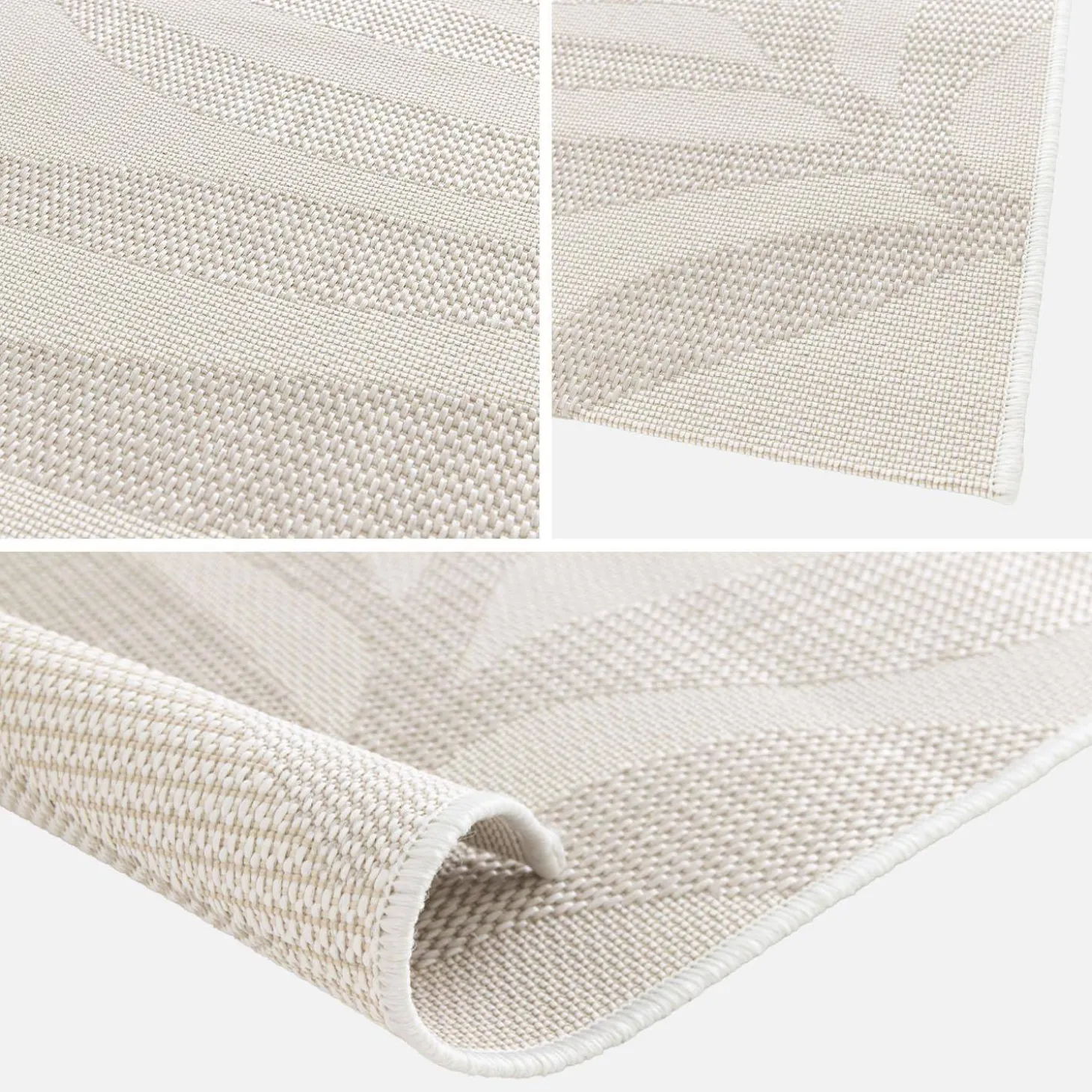 Teppich für innen/außen mit Pflanzenmuster in Creme, Beige