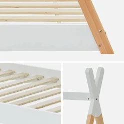 Tipi-Kinderbett 90 x 190 cm Kiefernholz mit Lattenrost