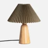 Tischlampe für drinnen aus Holz und Stoff Ø10,5cm